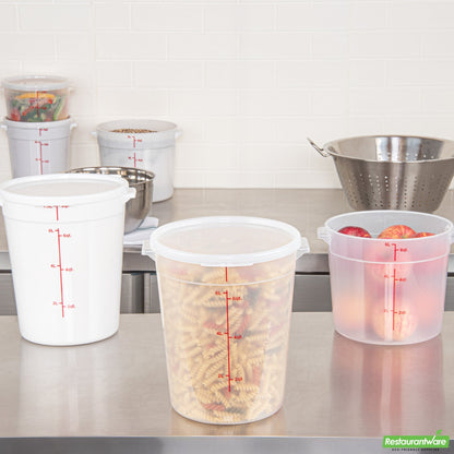 Wholesale Restaurantware Met Lux Round Translucent Plastic Food Storage Container Lid - Fits 6 and 8 Qt- Bulk