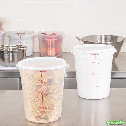 Wholesale Restaurantware Met Lux Round Translucent Plastic Food Storage Container Lid - Fits 6 and 8 Qt- Bulk