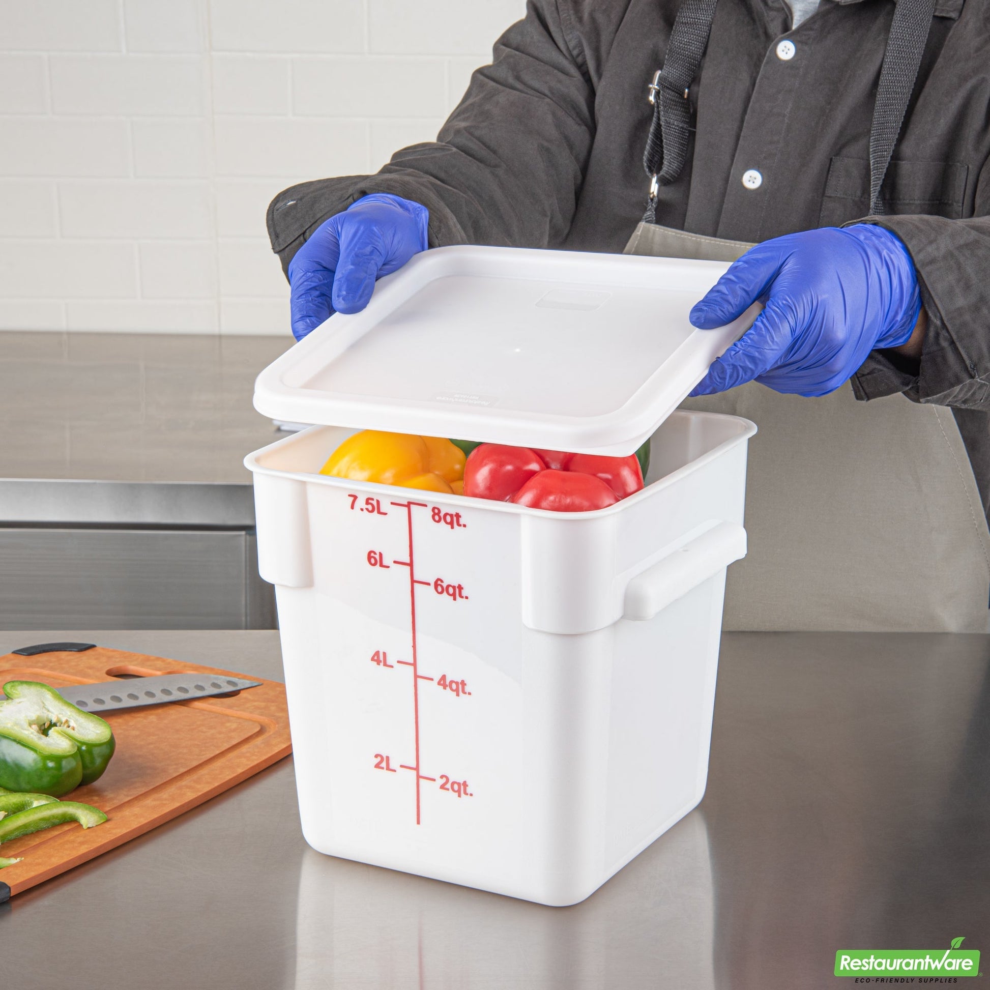 Wholesale Restaurantware Met Lux Square White Plastic Food Storage Container Lid - Fits 6 and 8 Qt- Bulk
