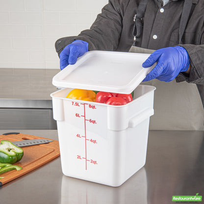 Wholesale Restaurantware Met Lux Square White Plastic Food Storage Container Lid - Fits 6 and 8 Qt- Bulk