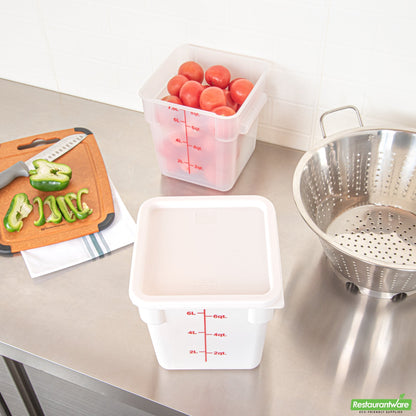 Wholesale Restaurantware Met Lux Square White Plastic Food Storage Container Lid - Fits 6 and 8 Qt- Bulk