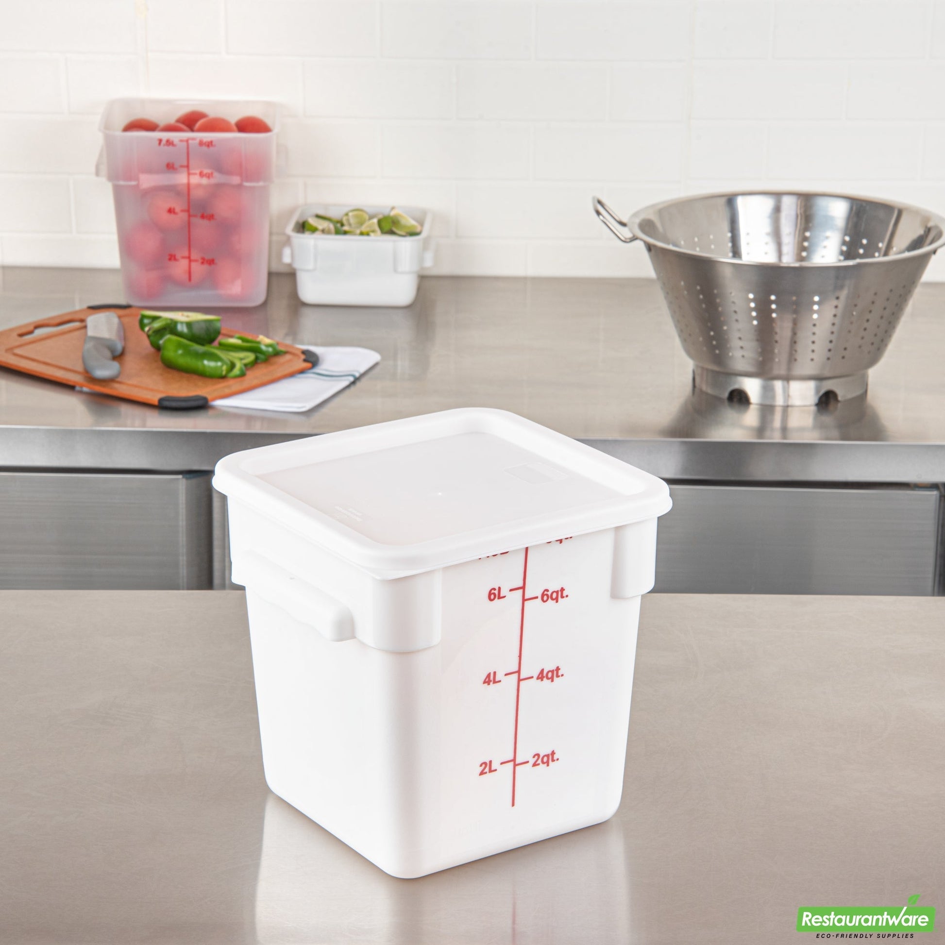 Wholesale Restaurantware Met Lux Square White Plastic Food Storage Container Lid - Fits 6 and 8 Qt- Bulk