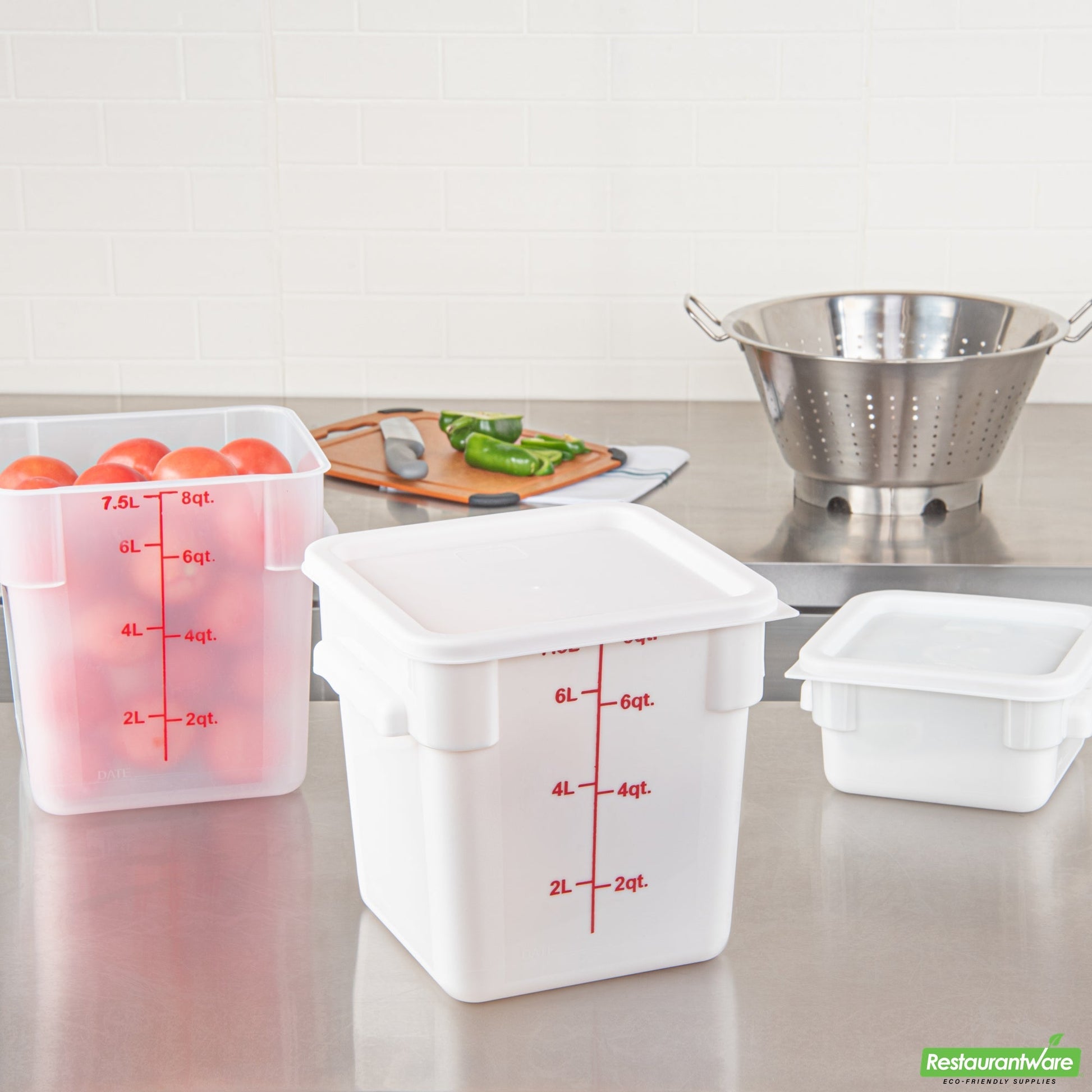 Wholesale Restaurantware Met Lux Square White Plastic Food Storage Container Lid - Fits 6 and 8 Qt- Bulk