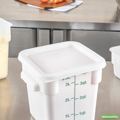 Wholesale Restaurantware Met Lux Square White Plastic Food Storage Container Lid - Fits 2 and 4 Qt- Bulk