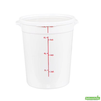 Wholesale Restaurantware Met Lux Round White Plastic Food Storage Container Lid - Fits 6 and 8 Qt- Bulk