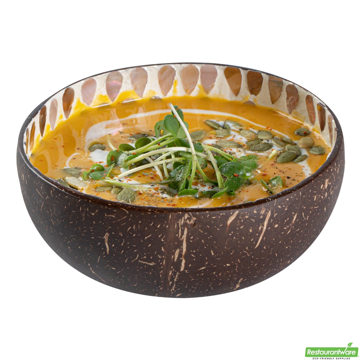Wholesale Restaurantware Coco Casa 16 oz White Handmade Teardrop Coconut Bowl- Bulk