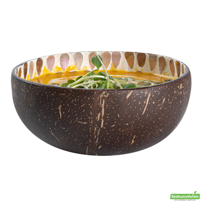 Wholesale Restaurantware Coco Casa 16 oz White Handmade Teardrop Coconut Bowl- Bulk