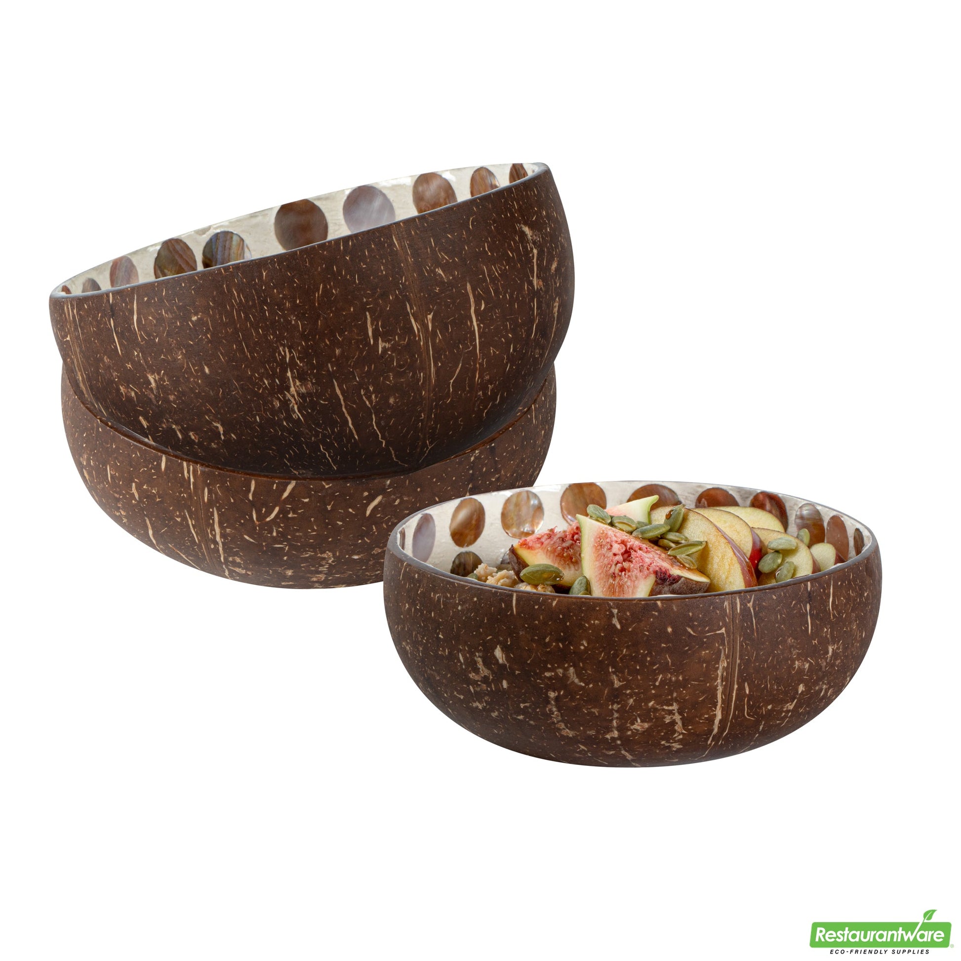 Wholesale Restaurantware Coco Casa 16 oz White Handmade Circle Coconut Bowl- Bulk