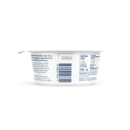 Wholesale Norr Organic Non-Fat Strawberry & Rhubarb Skyr Yogurt 4.4oz- Bulk