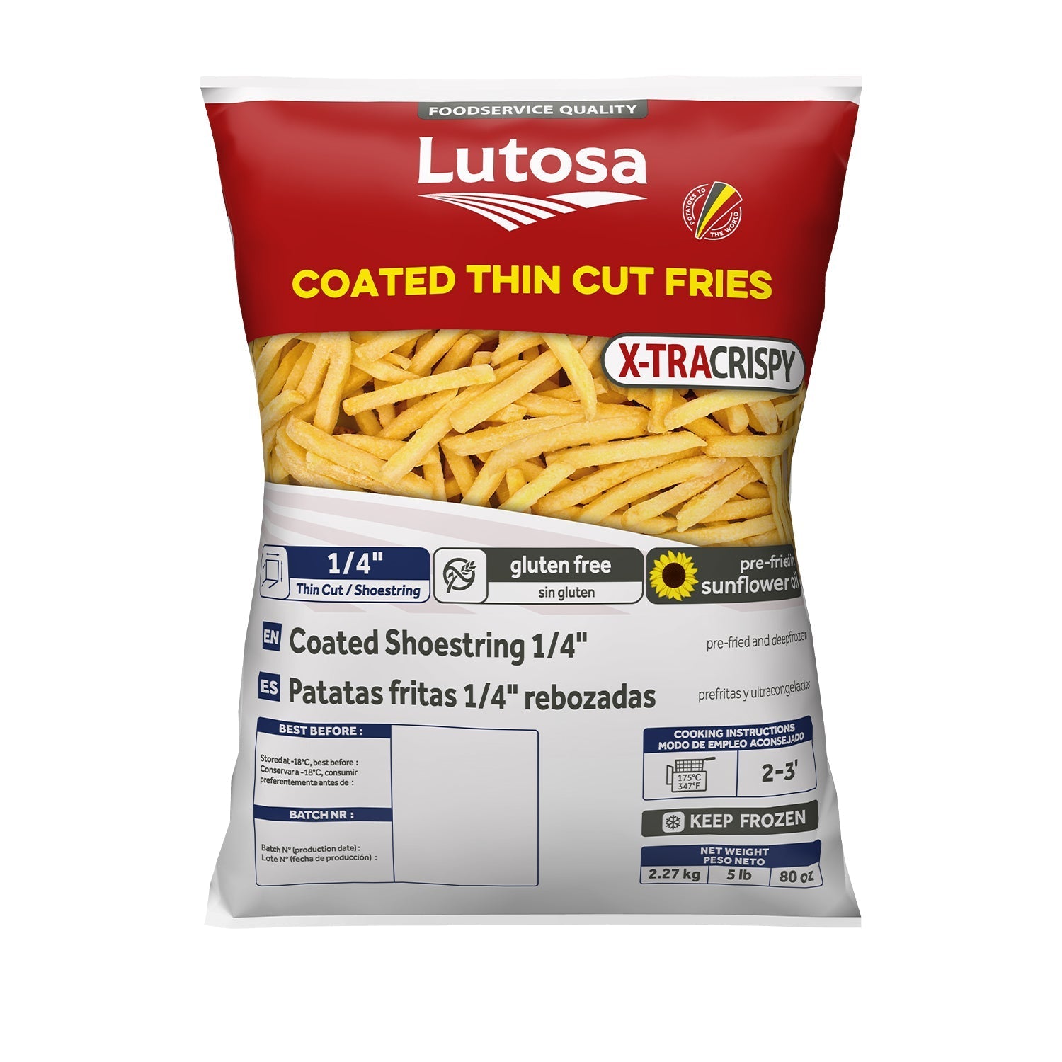 Wholesale Lutosa Shoestring French Fry Coated 1/4 5lb- Bulk