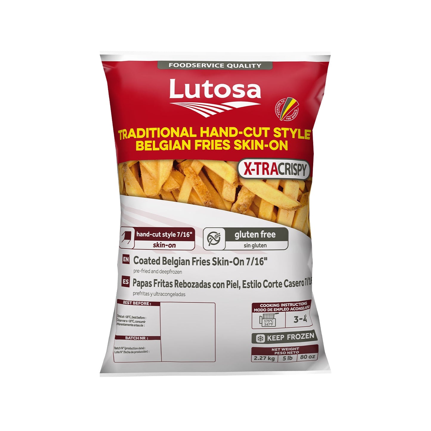Wholesale Lutosa Belgium Skin-on Coated French Fry 5lb- Bulk