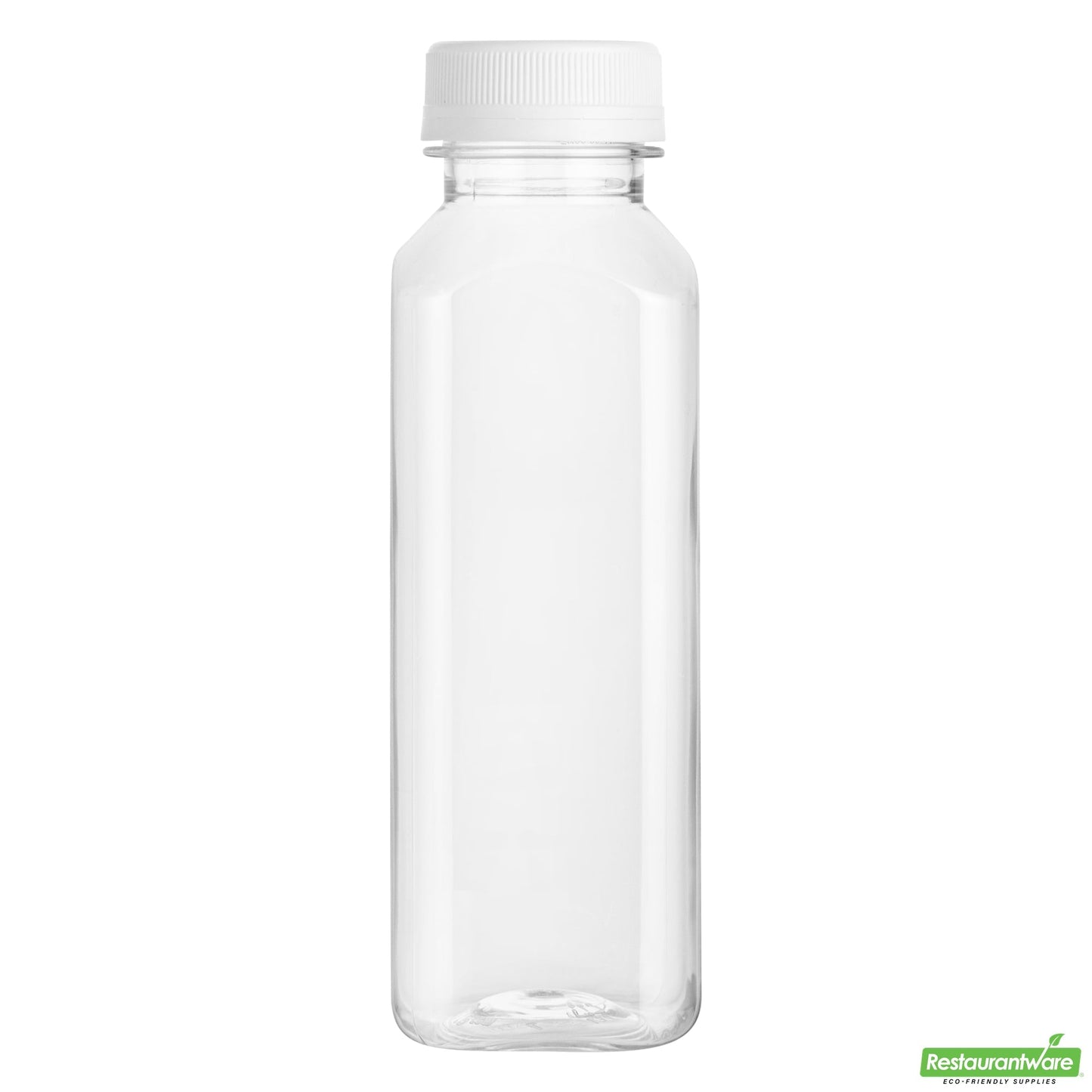 Wholesale Restaurantware Bottle Tek 100 Square Clear 12 Oz Plastic Juice Bottles with Safety Caps- Bulk