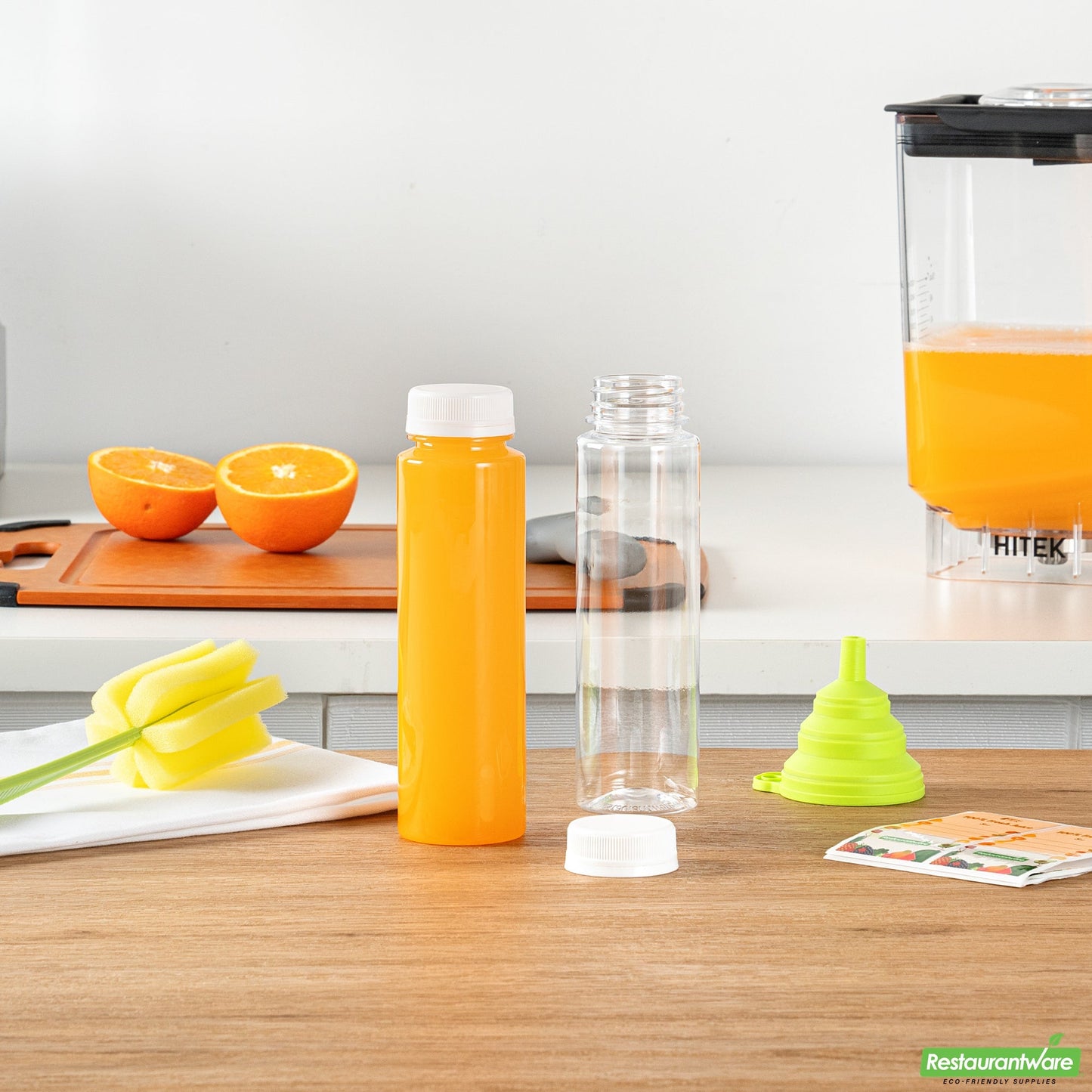 Wholesale Restaurantware Bottle Tek 100 Round Clear 8 Oz Plastic Juice Bottles with Safety Caps- Bulk