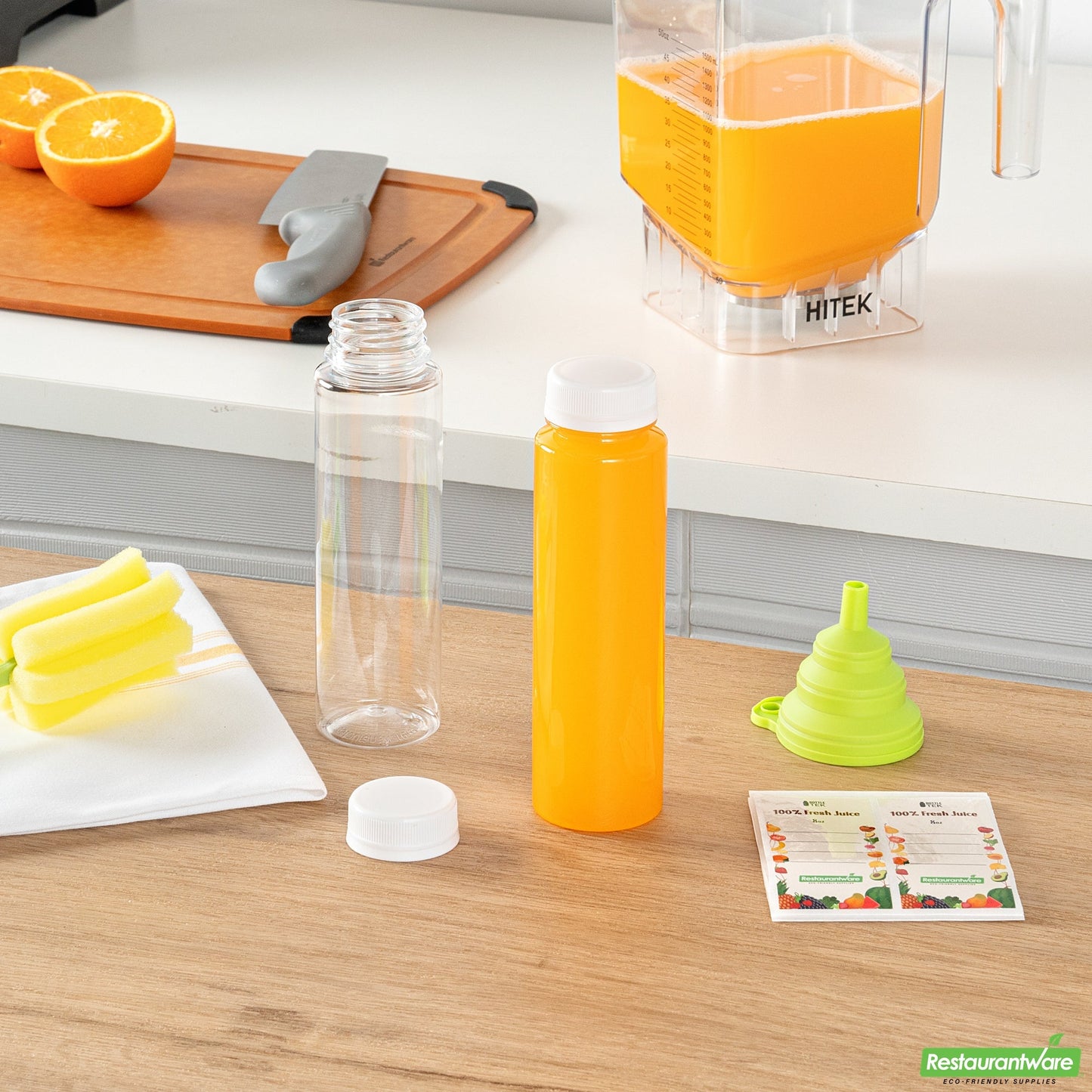 Wholesale Restaurantware Bottle Tek 100 Round Clear 8 Oz Plastic Juice Bottles with Safety Caps- Bulk