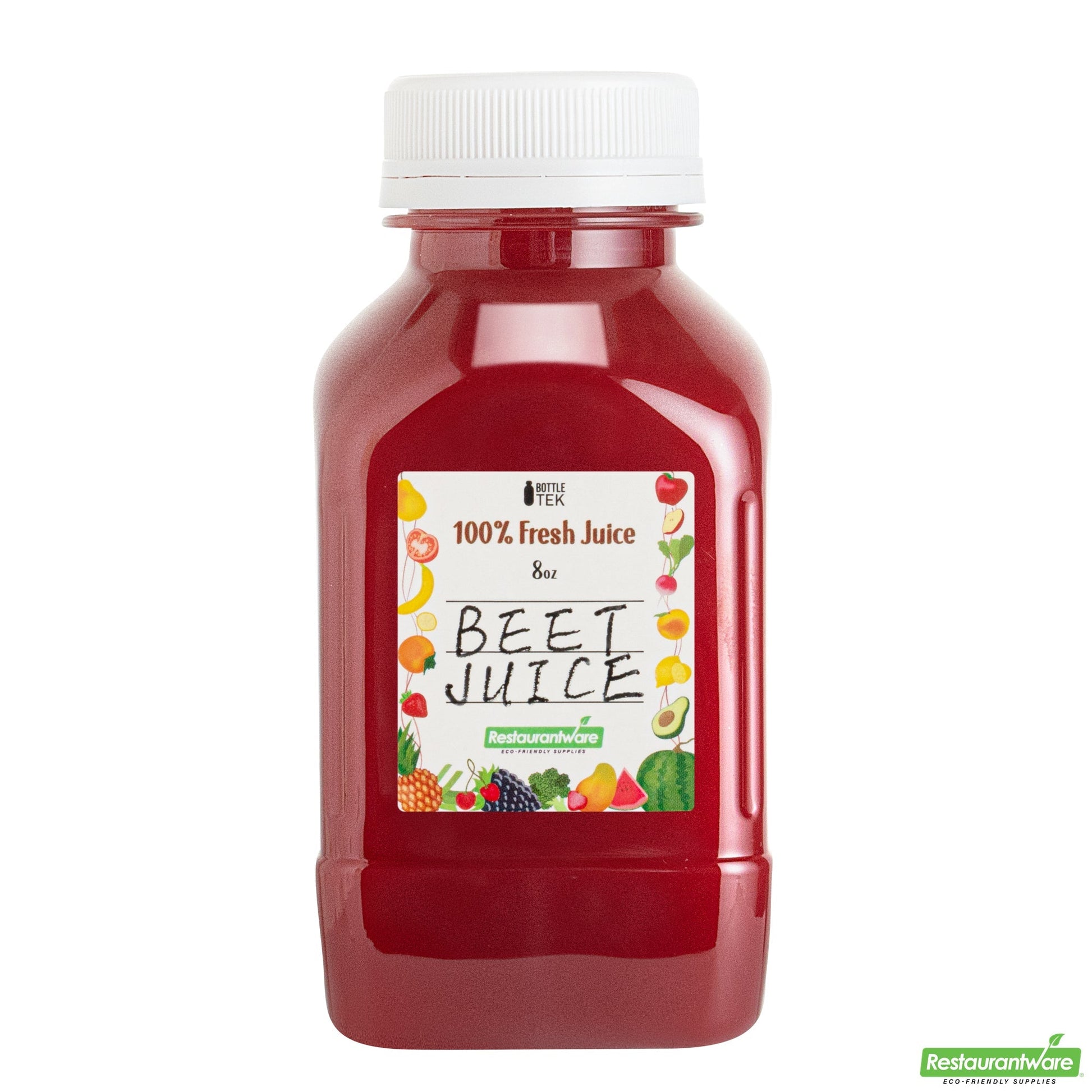 Wholesale Restaurantware Bottle Tek 10 Square Clear 8 oz Plastic Juice Bottles with Safety Caps- Bulk