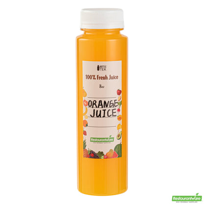 Wholesale Restaurantware Bottle Tek 10 Round Clear 8 oz Plastic Juice Bottles with Safety Caps- Bulk