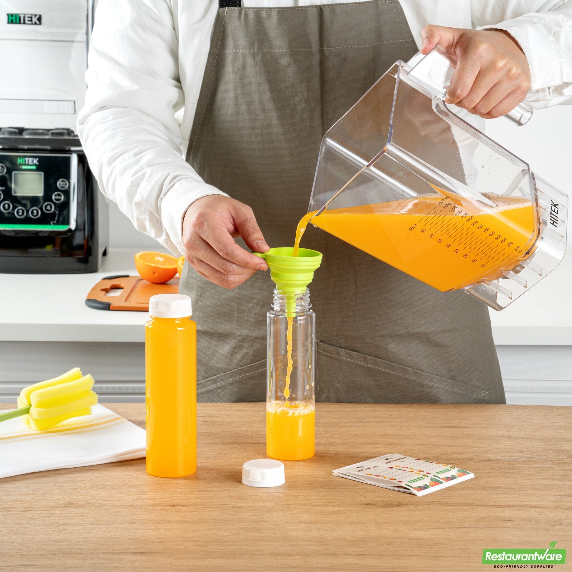 Wholesale Restaurantware Bottle Tek 10 Round Clear 8 oz Plastic Juice Bottles with Safety Caps- Bulk