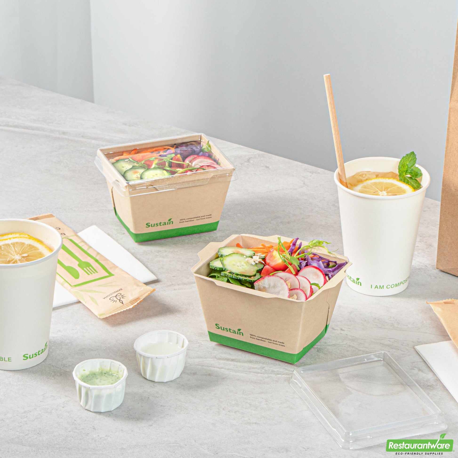 Wholesale Restaurantware 17 Oz Bamboo Paper Small Click Lock Container- Bulk