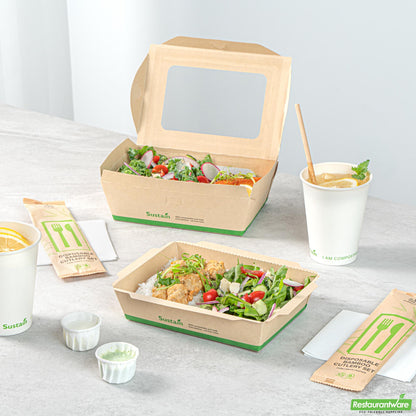 Wholesale Restaurantware 34 Oz Bamboo Paper Medium Click Lock Container- Bulk