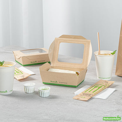 Wholesale Restaurantware 28 Oz Bamboo Paper Small Bio Lunch Box- Bulk