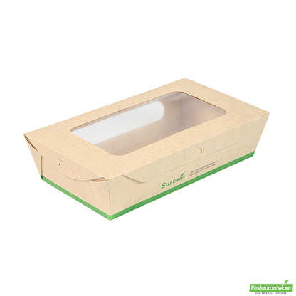Wholesale Restaurantware 35 Oz Bamboo Paper Medium Bio Take Out Container - 7.9" X 4.7" X 2"- Bulk