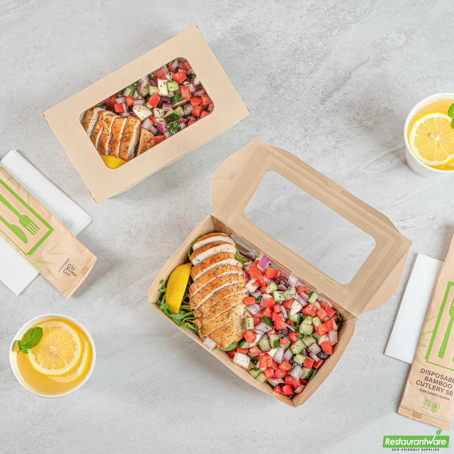 Wholesale Restaurantware 35 Oz Bamboo Paper Medium Bio Take Out Container - 7.9" X 4.7" X 2"- Bulk