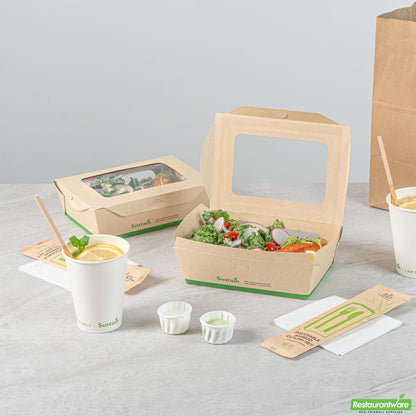 Wholesale Restaurantware 57 Oz Bamboo Paper Extra Large Bio Take Out Container - 7.9" X 5.5" X 2.4"- Bulk