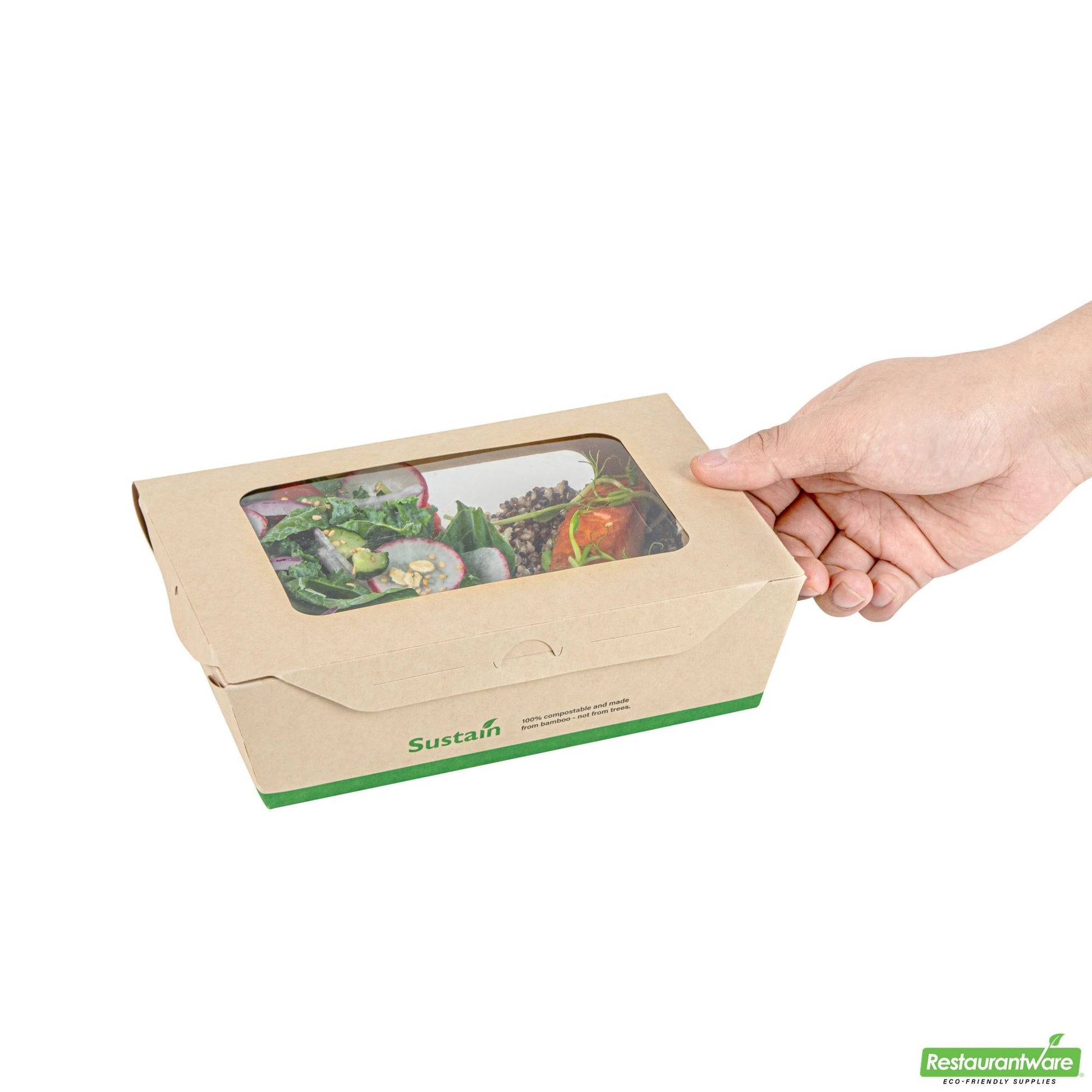 Wholesale Restaurantware 57 Oz Bamboo Paper Extra Large Bio Take Out Container - 7.9" X 5.5" X 2.4"- Bulk