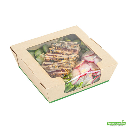 Wholesale Restaurantware 26 Oz Bamboo Paper Medium Bio Salad Box - 5.7" X 5.7" X 1.8"- Bulk