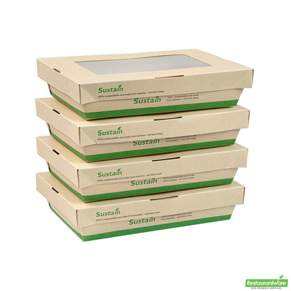 Wholesale Restaurantware 28 Oz Bamboo Paper Small Take Out Container - 7.5" X 5.1" X 1.6"- Bulk