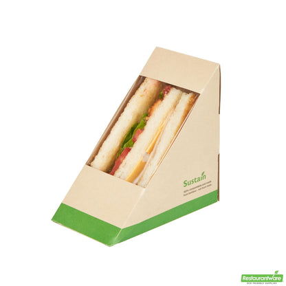 Wholesale Restaurantware Bamboo Paper Medium Sandwich Box - 4.8" X 4.8" X 2.8"- Bulk