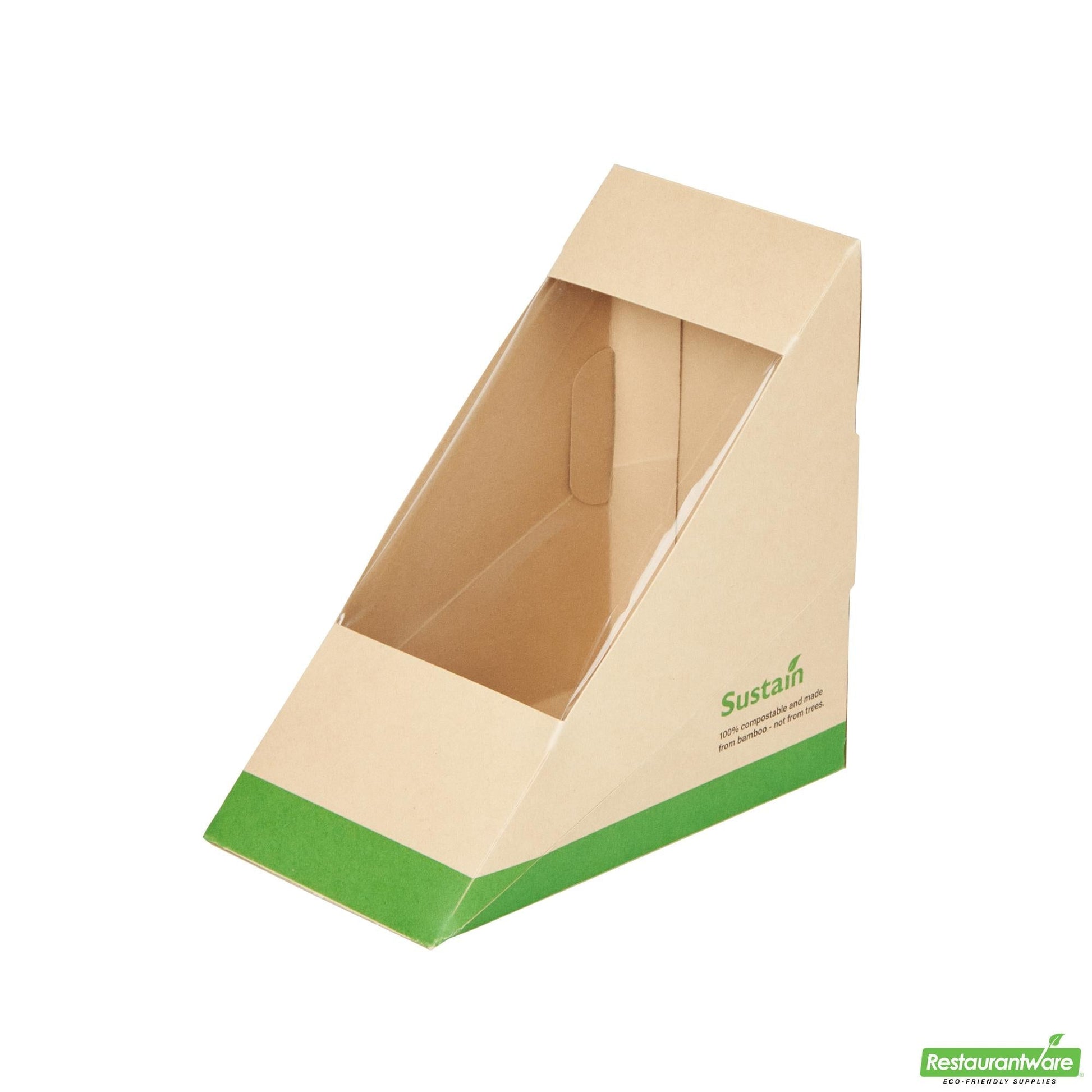 Wholesale Restaurantware Bamboo Paper Medium Sandwich Box - 4.8" X 4.8" X 2.8"- Bulk
