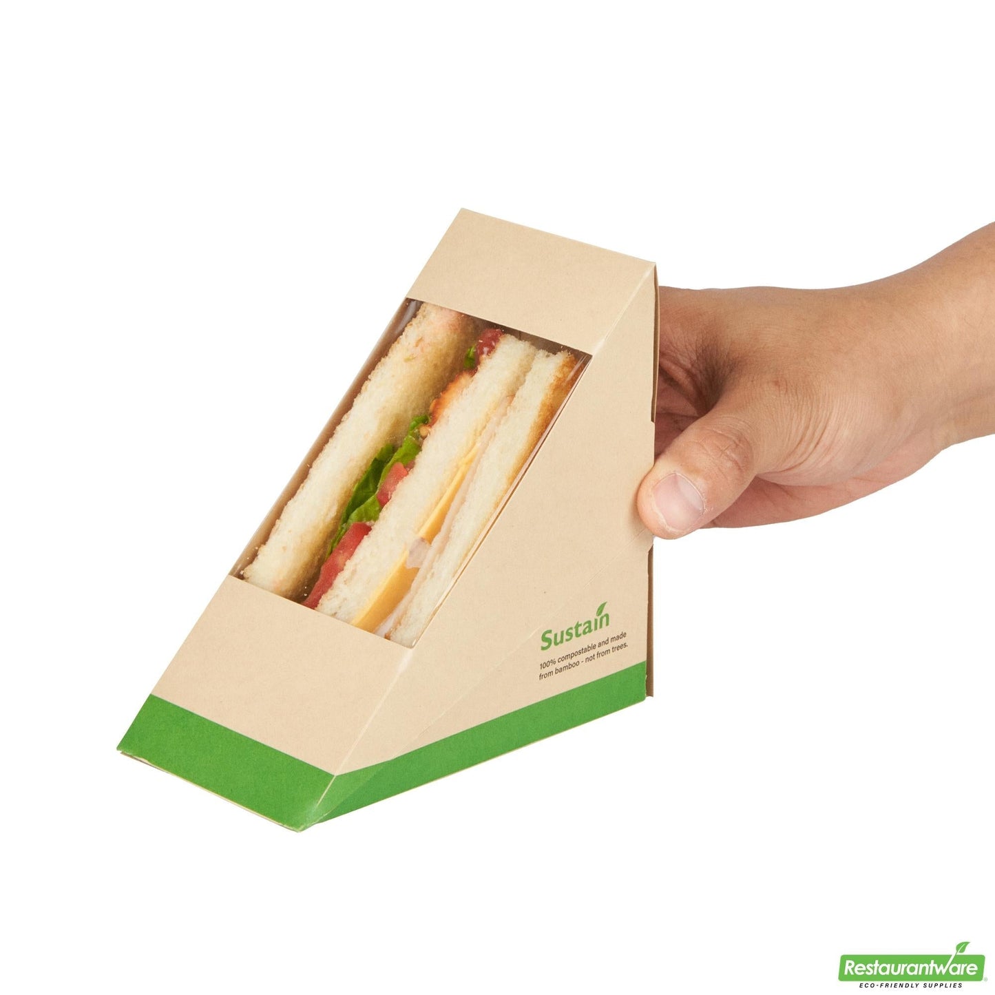Wholesale Restaurantware Bamboo Paper Medium Sandwich Box - 4.8" X 4.8" X 2.8"- Bulk