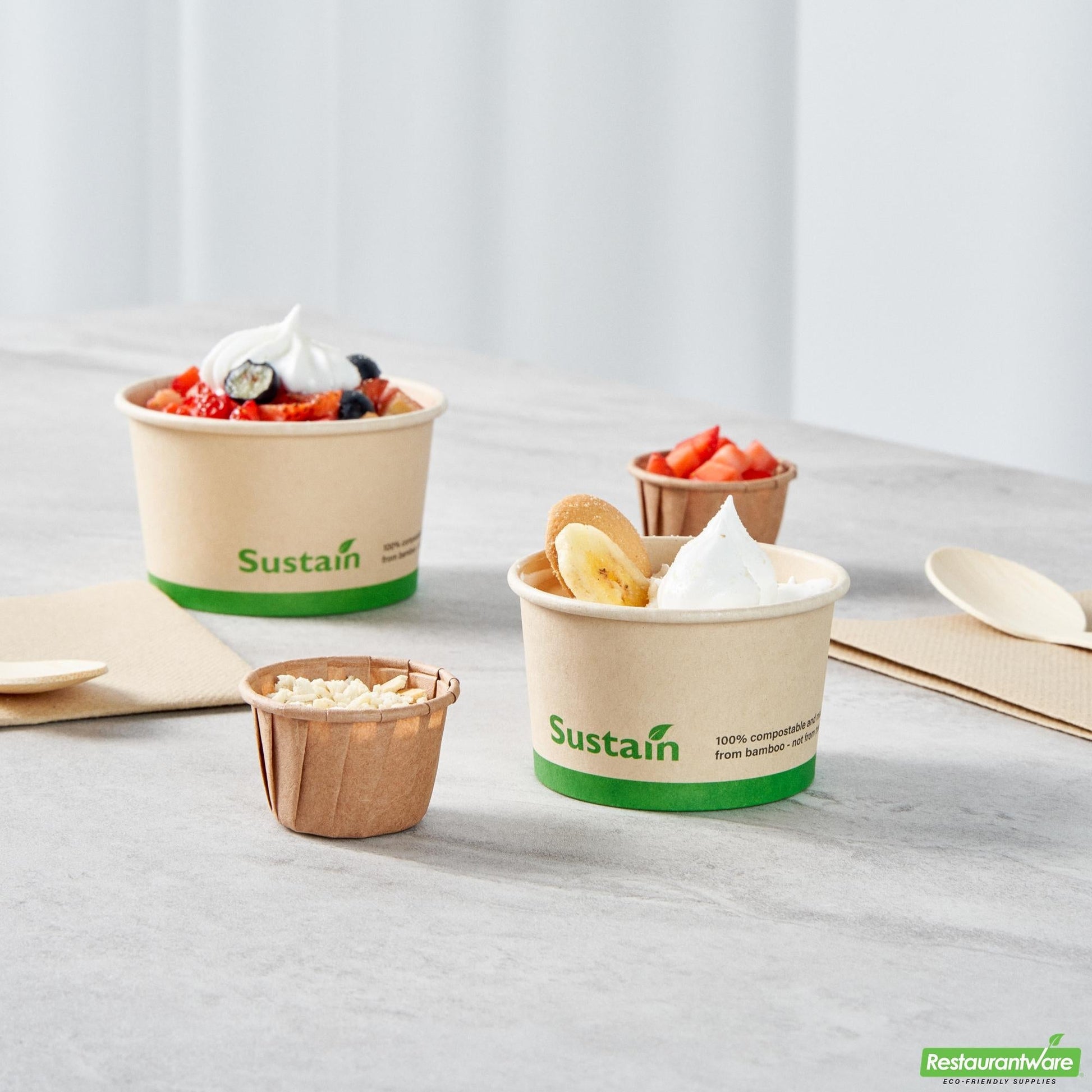 Wholesale Restaurantware 3 Oz Round Bamboo Paper To Go Cup - with PLA Lining, Compostable- Bulk
