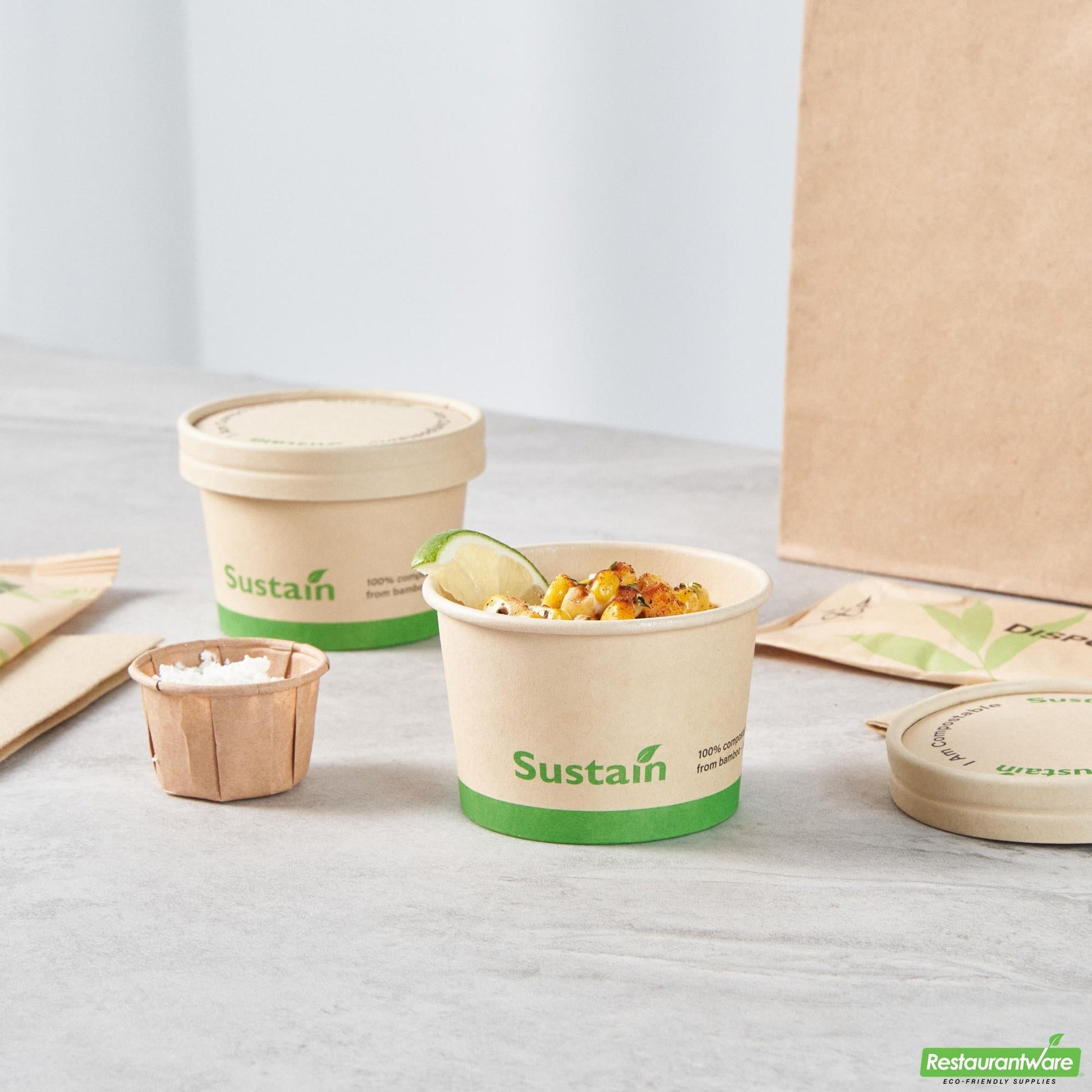 Wholesale Restaurantware 4 Oz Round Bamboo Paper to Go Cup - with Pla Lining, Compostable- Bulk