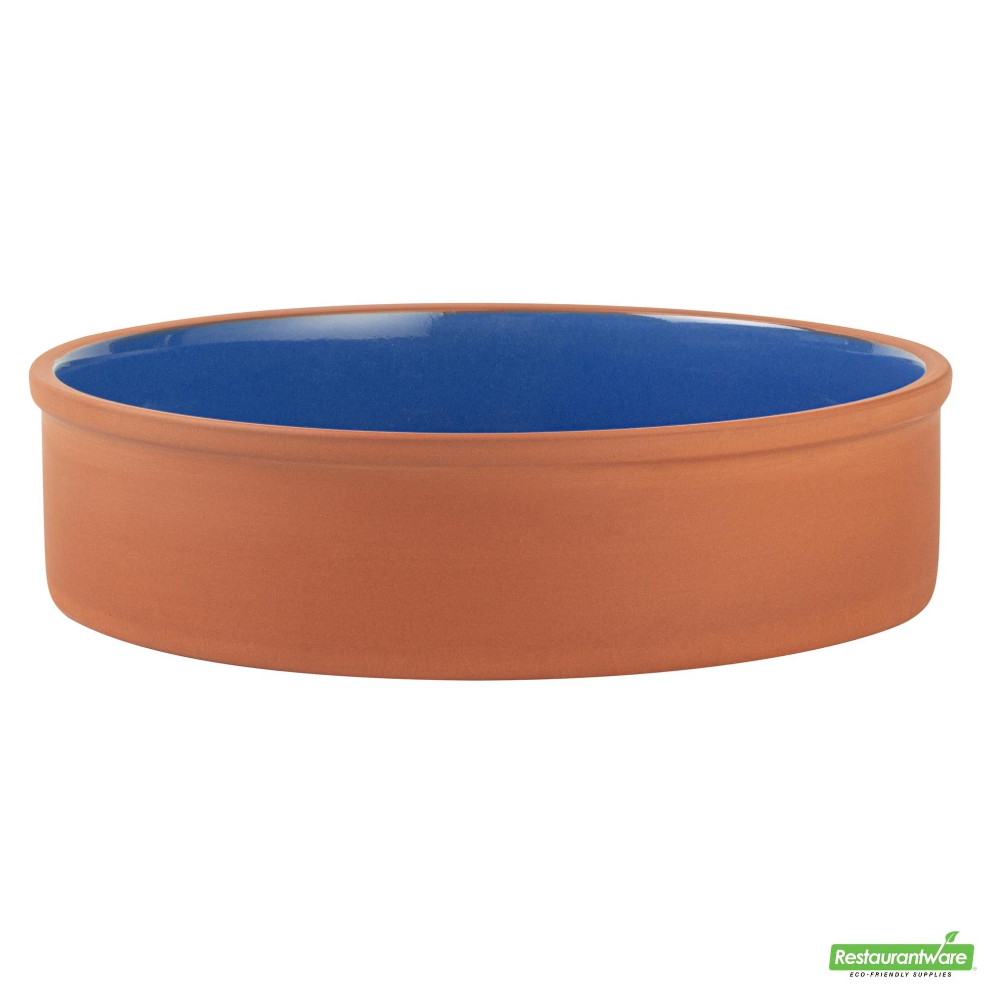 Wholesale Restaurantware 51 Oz Terracotta Cazuela Bowl - Blue Glazed Interior, Oven-Safe- Bulk