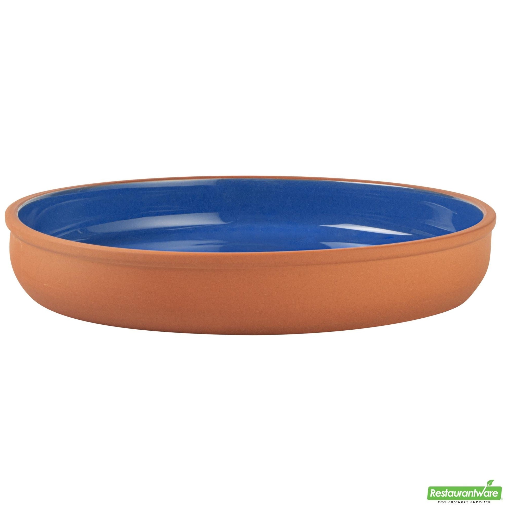 Wholesale Restaurantware 34 Oz Terracotta Cazuela Bowl - Blue Glazed Interior, Oven-Safe- Bulk