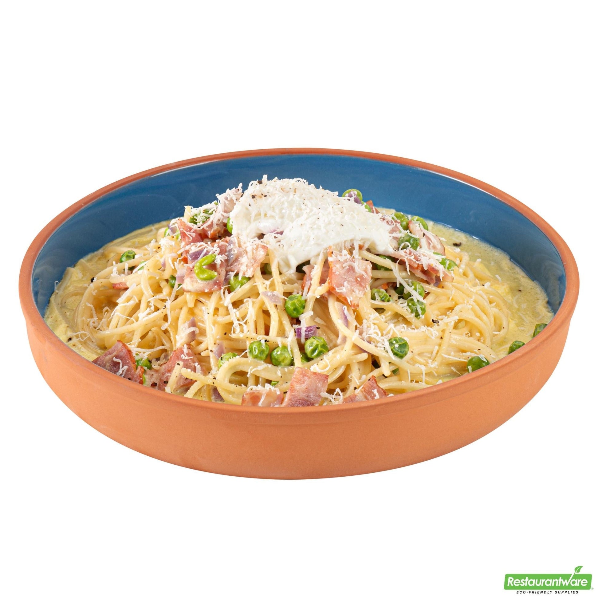 Wholesale Restaurantware 34 Oz Terracotta Cazuela Bowl - Blue Glazed Interior, Oven-Safe- Bulk