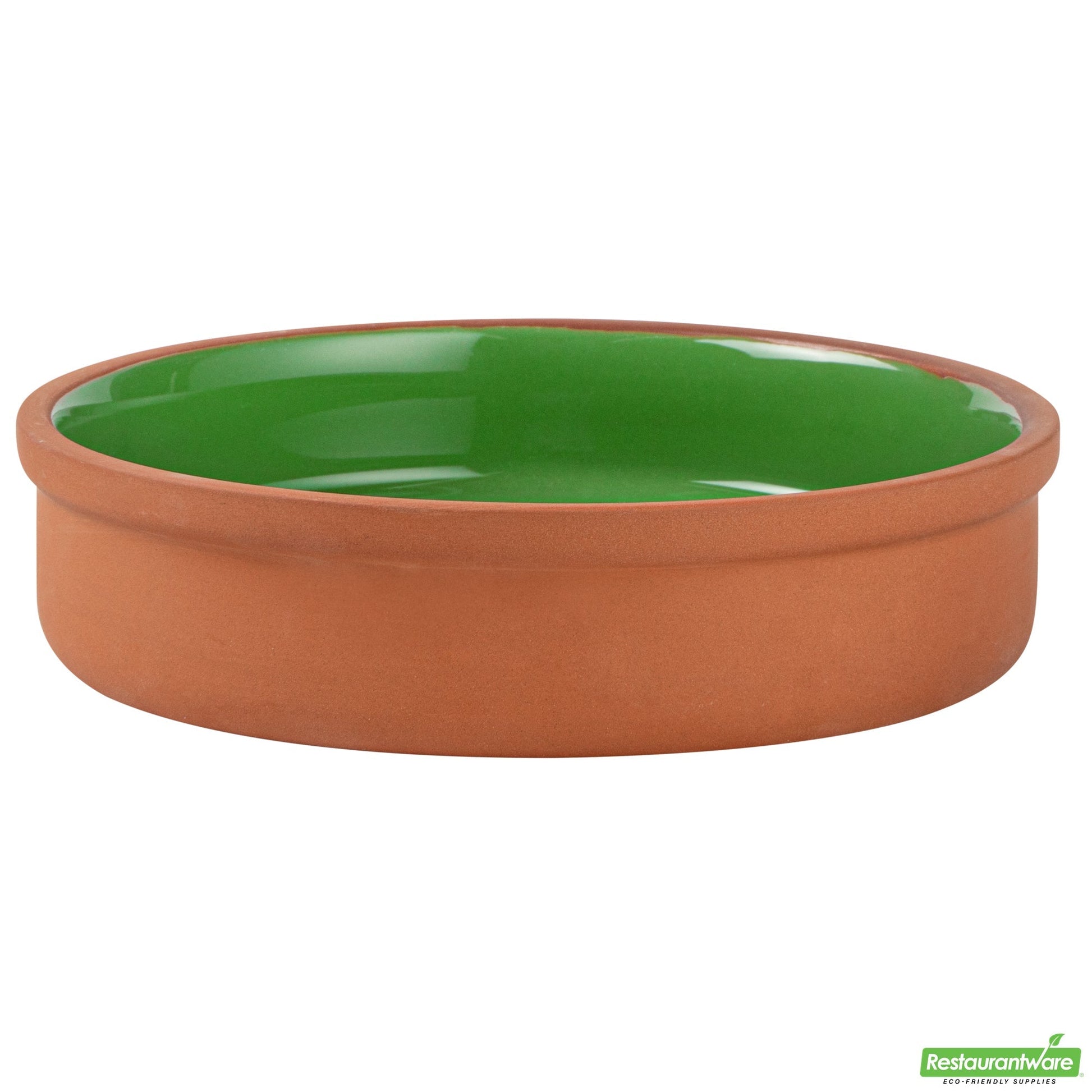 Wholesale Restaurantware 15 Oz Terracotta Cazuela Bowl - Green Glazed Interior, Oven-Safe- Bulk
