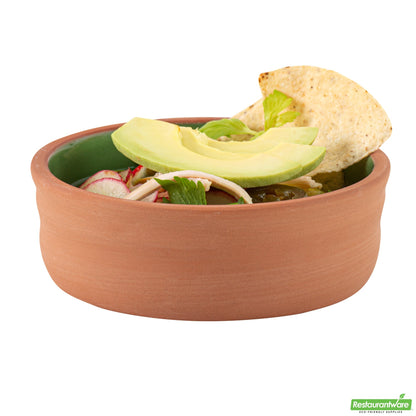 Wholesale Restaurantware 7 Oz Terracotta Cazuela Bowl - Green Glazed Interior, Oven-Safe- Bulk