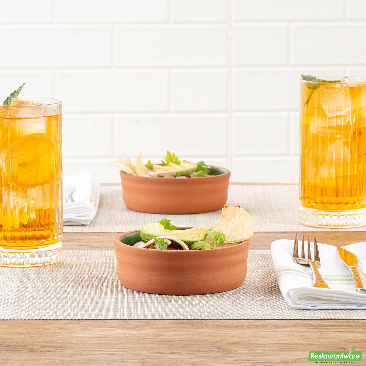 Wholesale Restaurantware 7 Oz Terracotta Cazuela Bowl - Green Glazed Interior, Oven-Safe- Bulk
