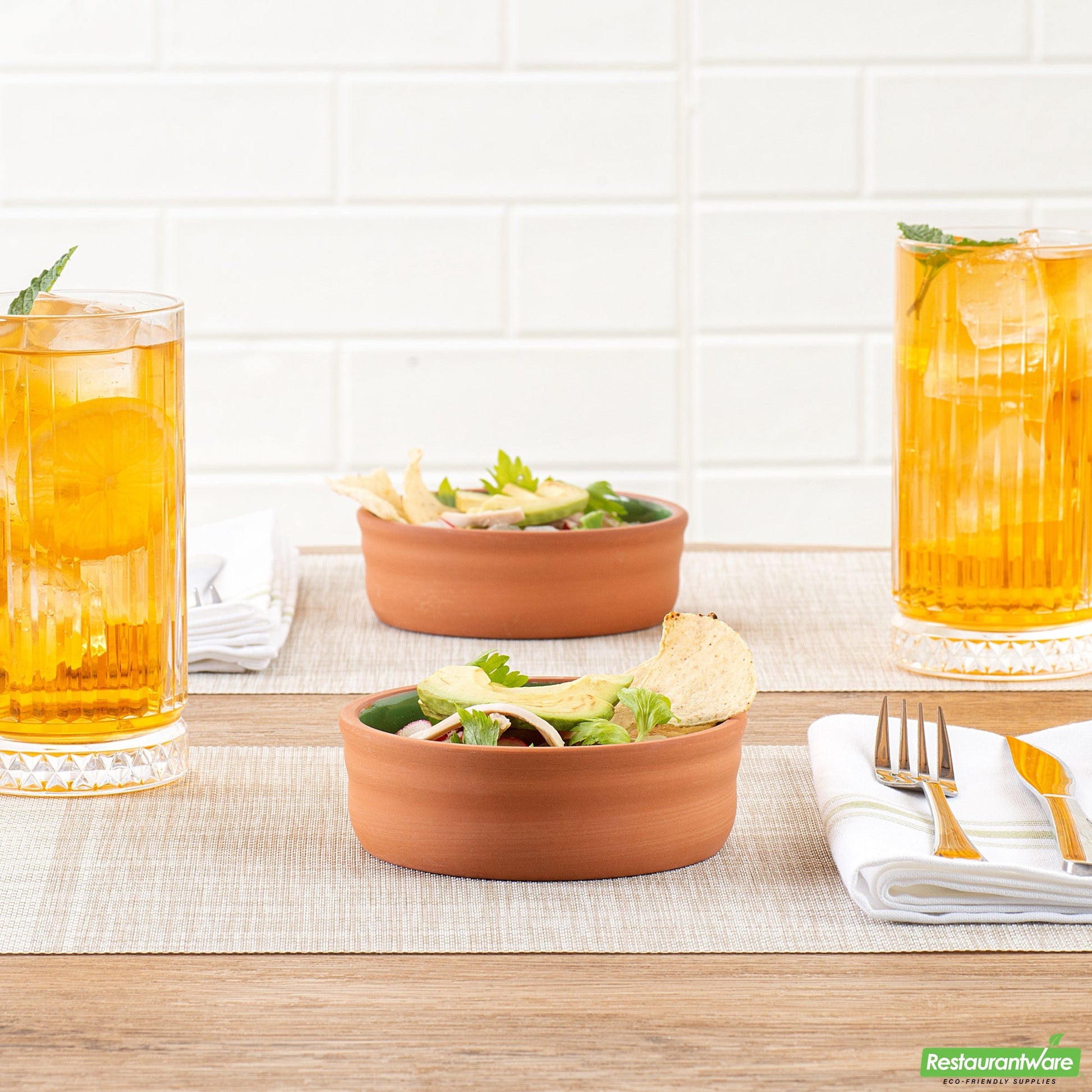 Wholesale Restaurantware 7 Oz Terracotta Cazuela Bowl - Green Glazed Interior, Oven-Safe- Bulk