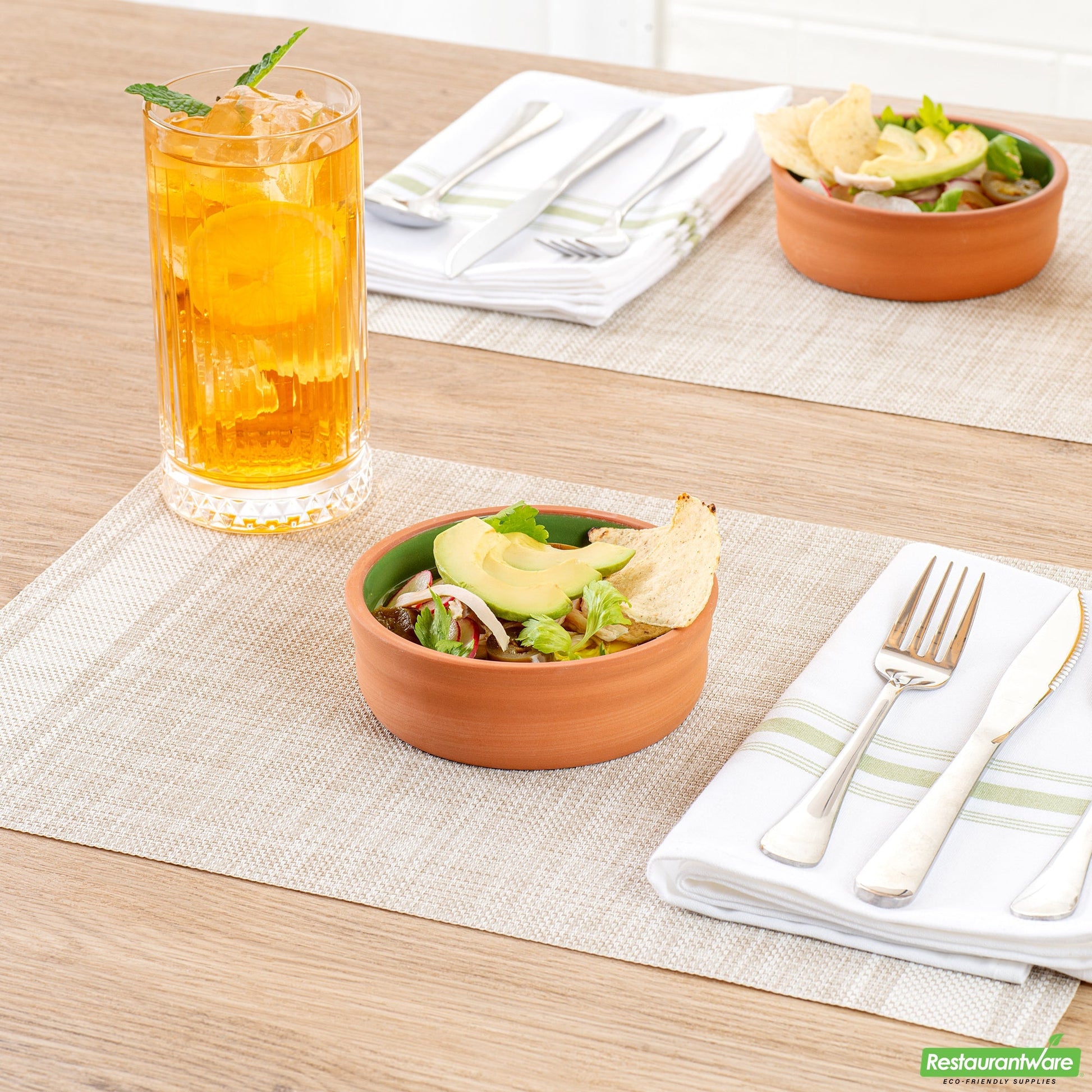 Wholesale Restaurantware 7 Oz Terracotta Cazuela Bowl - Green Glazed Interior, Oven-Safe- Bulk