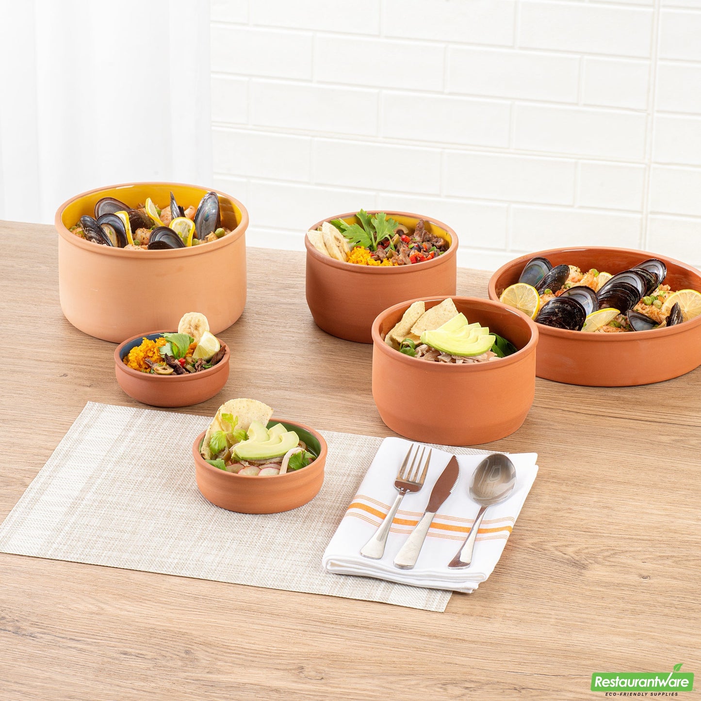 Wholesale Restaurantware 7 Oz Terracotta Cazuela Bowl - Green Glazed Interior, Oven-Safe- Bulk