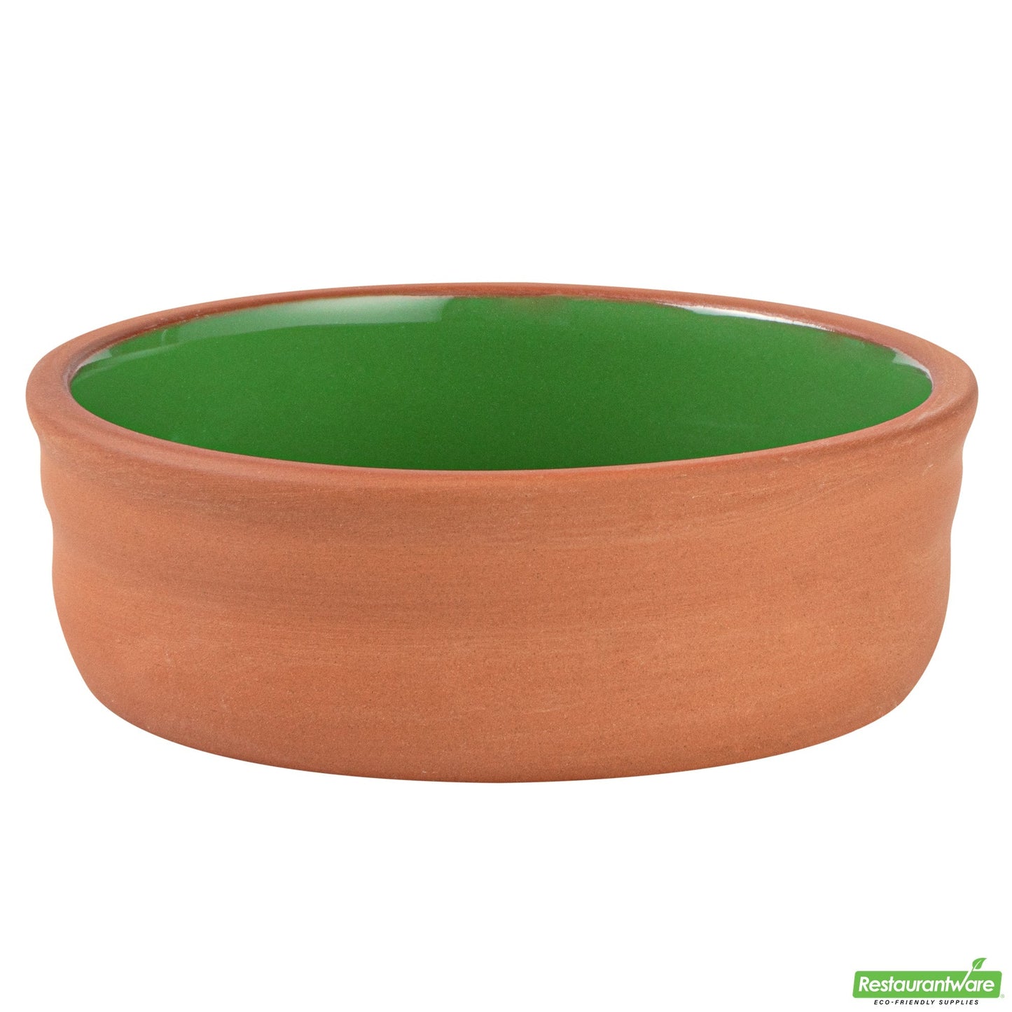 Wholesale Restaurantware 7 Oz Terracotta Cazuela Bowl - Green Glazed Interior, Oven-Safe- Bulk