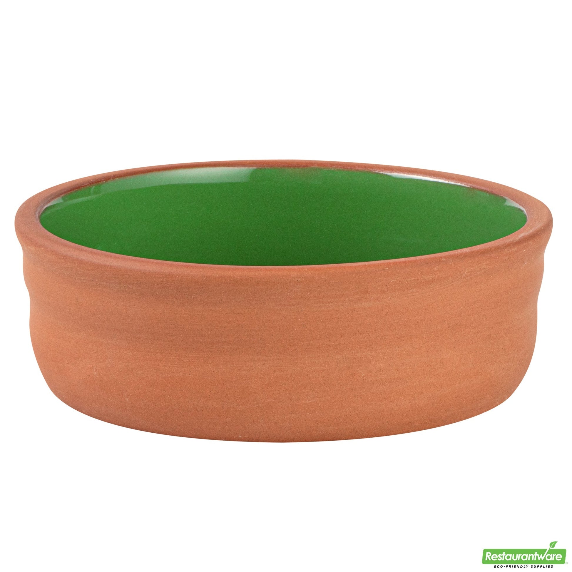 Wholesale Restaurantware 7 Oz Terracotta Cazuela Bowl - Green Glazed Interior, Oven-Safe- Bulk