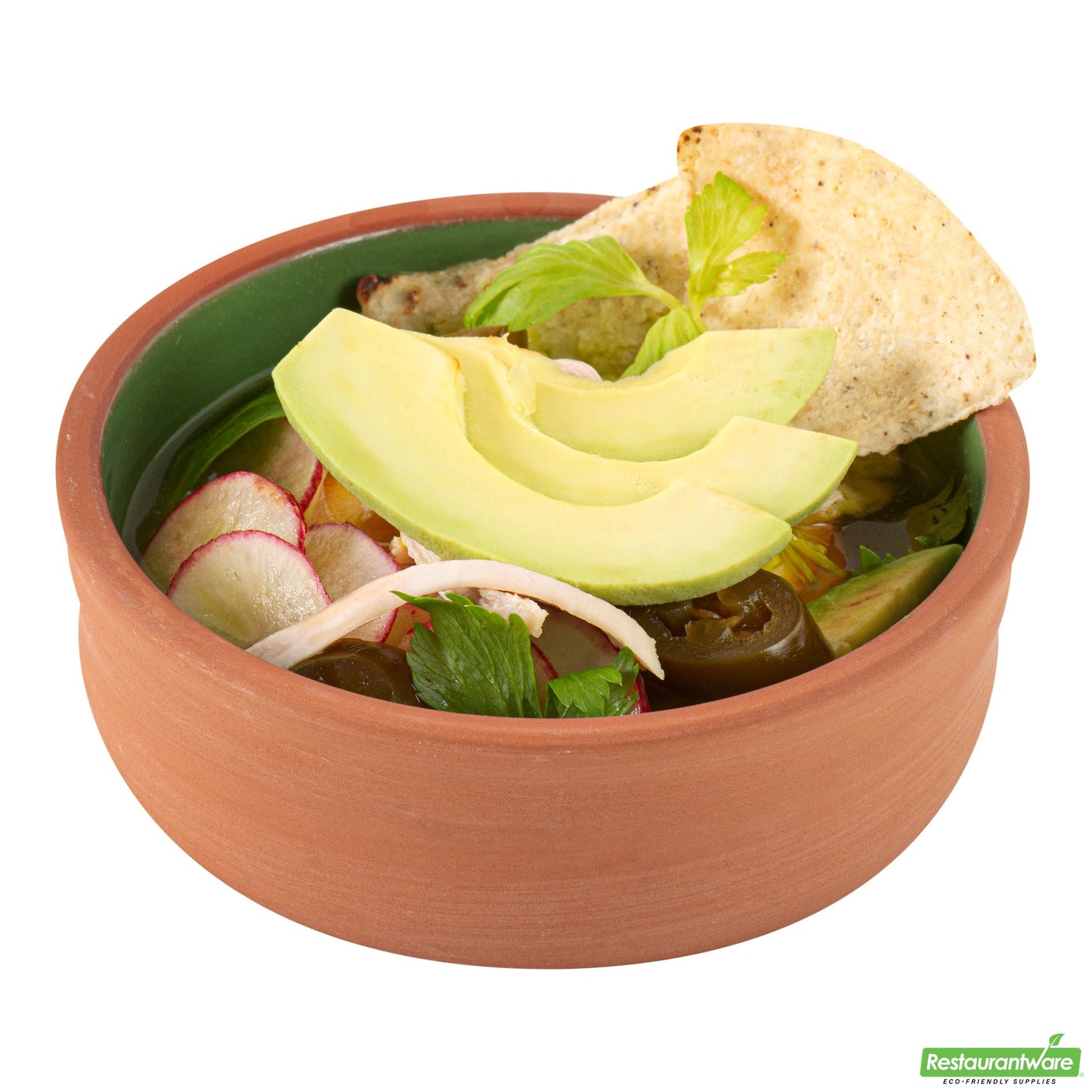 Wholesale Restaurantware 7 Oz Terracotta Cazuela Bowl - Green Glazed Interior, Oven-Safe- Bulk