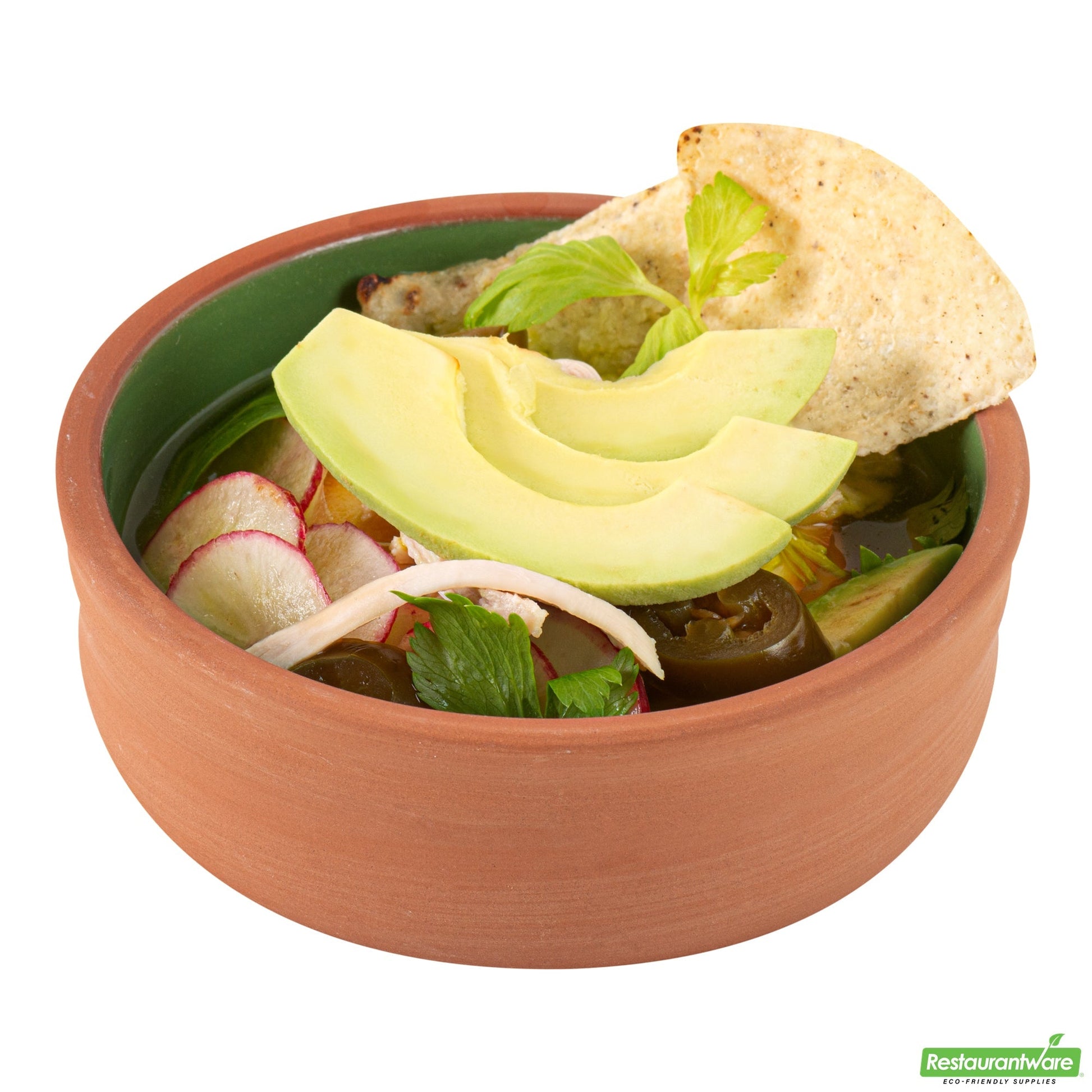 Wholesale Restaurantware 7 Oz Terracotta Cazuela Bowl - Green Glazed Interior, Oven-Safe- Bulk