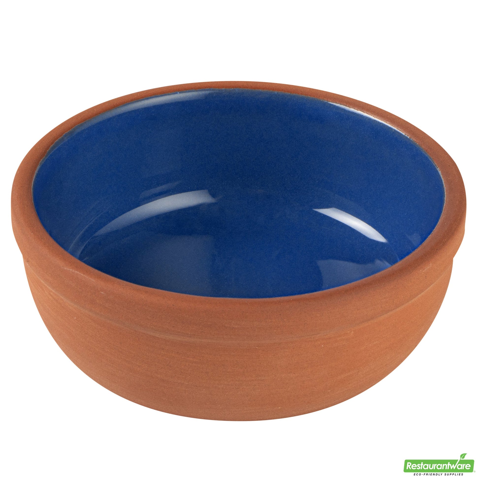 Wholesale Restaurantware 5 Oz Terrcotta Cazuela Bowl - Blue Glazed Interior, Oven-Safe- Bulk