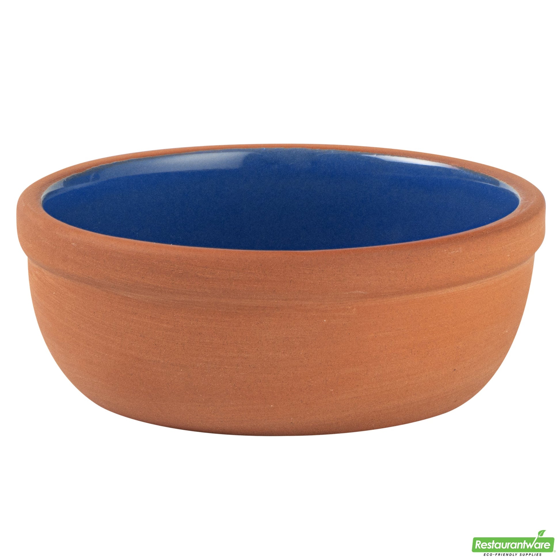 Wholesale Restaurantware 5 Oz Terrcotta Cazuela Bowl - Blue Glazed Interior, Oven-Safe- Bulk